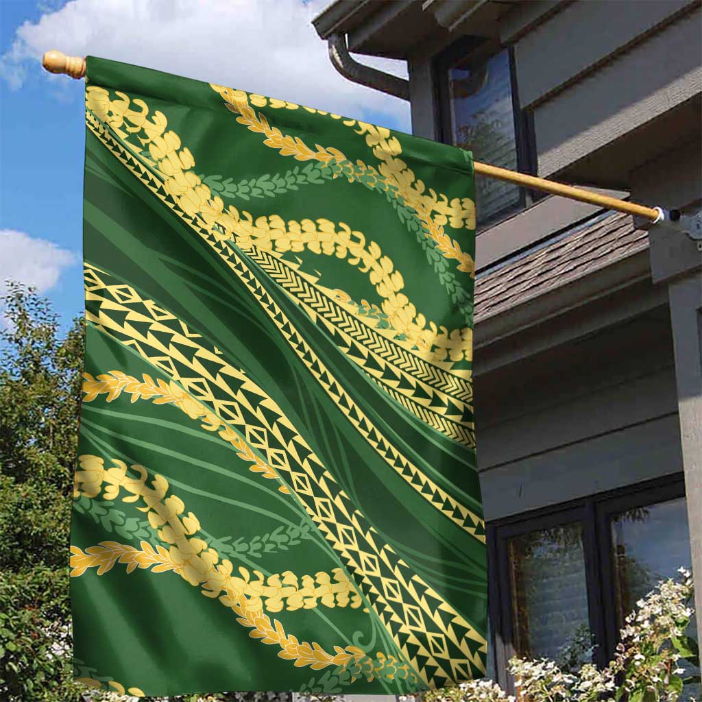 Polynesian Puakeniken Pikake Twisted Lei Garden Flag Emerald - Polynesian Pride