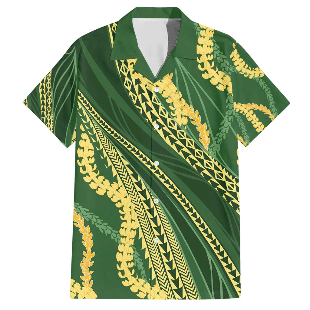 Polynesian Puakeniken Pikake Twisted Lei Hawaiian Shirt Emerald - Polynesian Pride