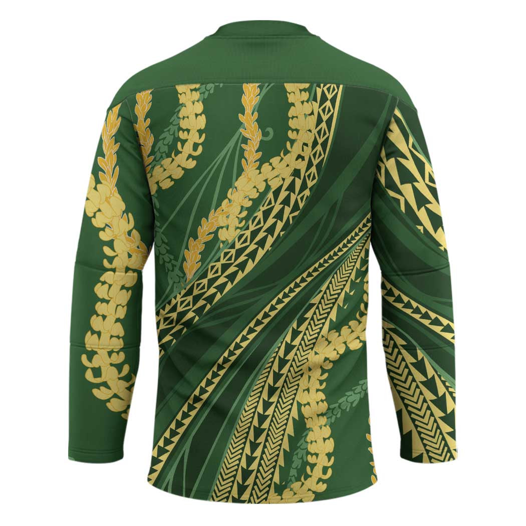 Polynesian Puakeniken Pikake Twisted Lei Hockey Jersey Emerald - Polynesian Pride