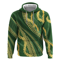 Polynesian Puakeniken Pikake Twisted Lei Hoodie Emerald - Polynesian Pride