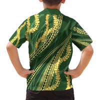 Polynesian Puakeniken Pikake Twisted Lei Kid Hawaiian Shirt Emerald - Polynesian Pride
