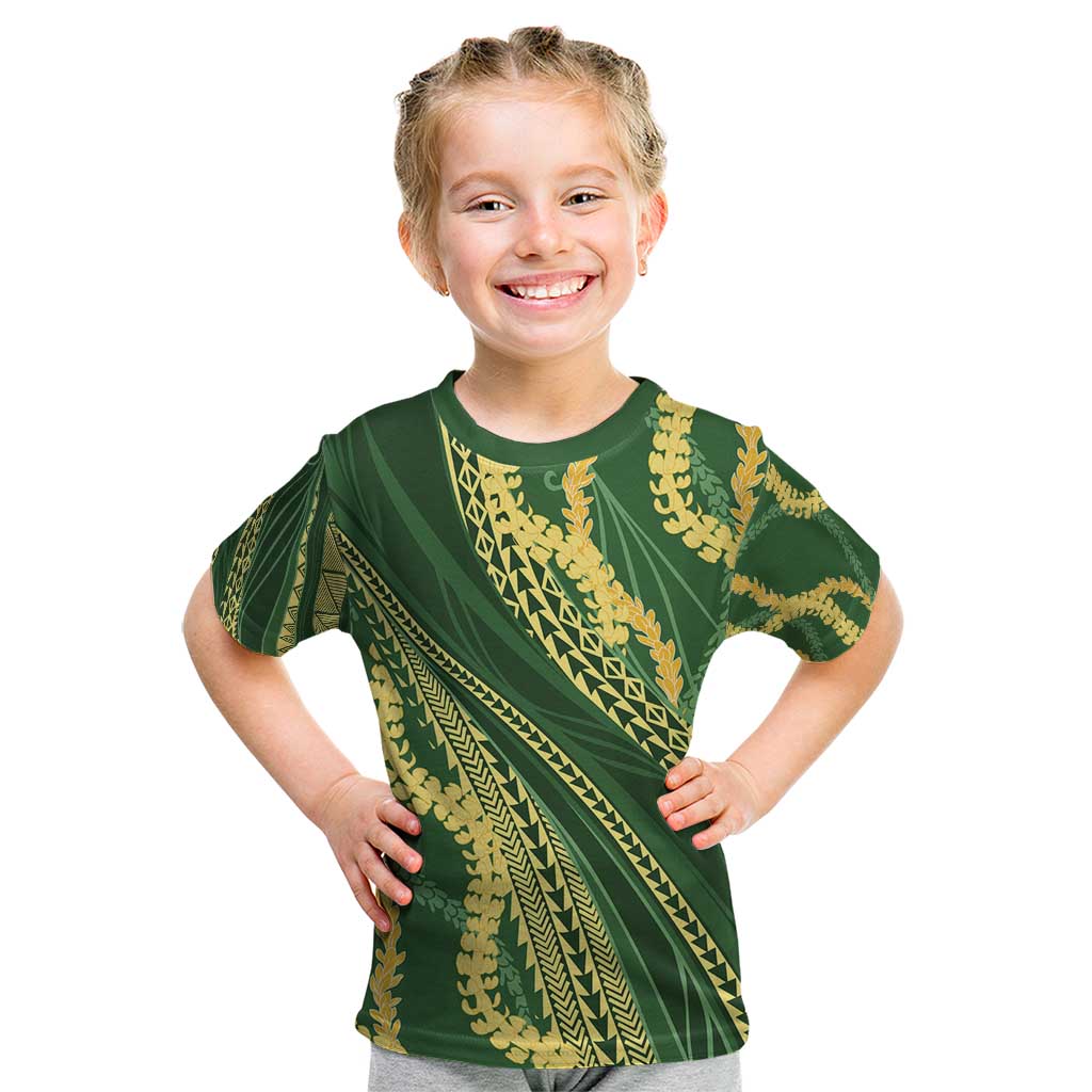Polynesian Puakeniken Pikake Twisted Lei Kid T Shirt Emerald - Polynesian Pride