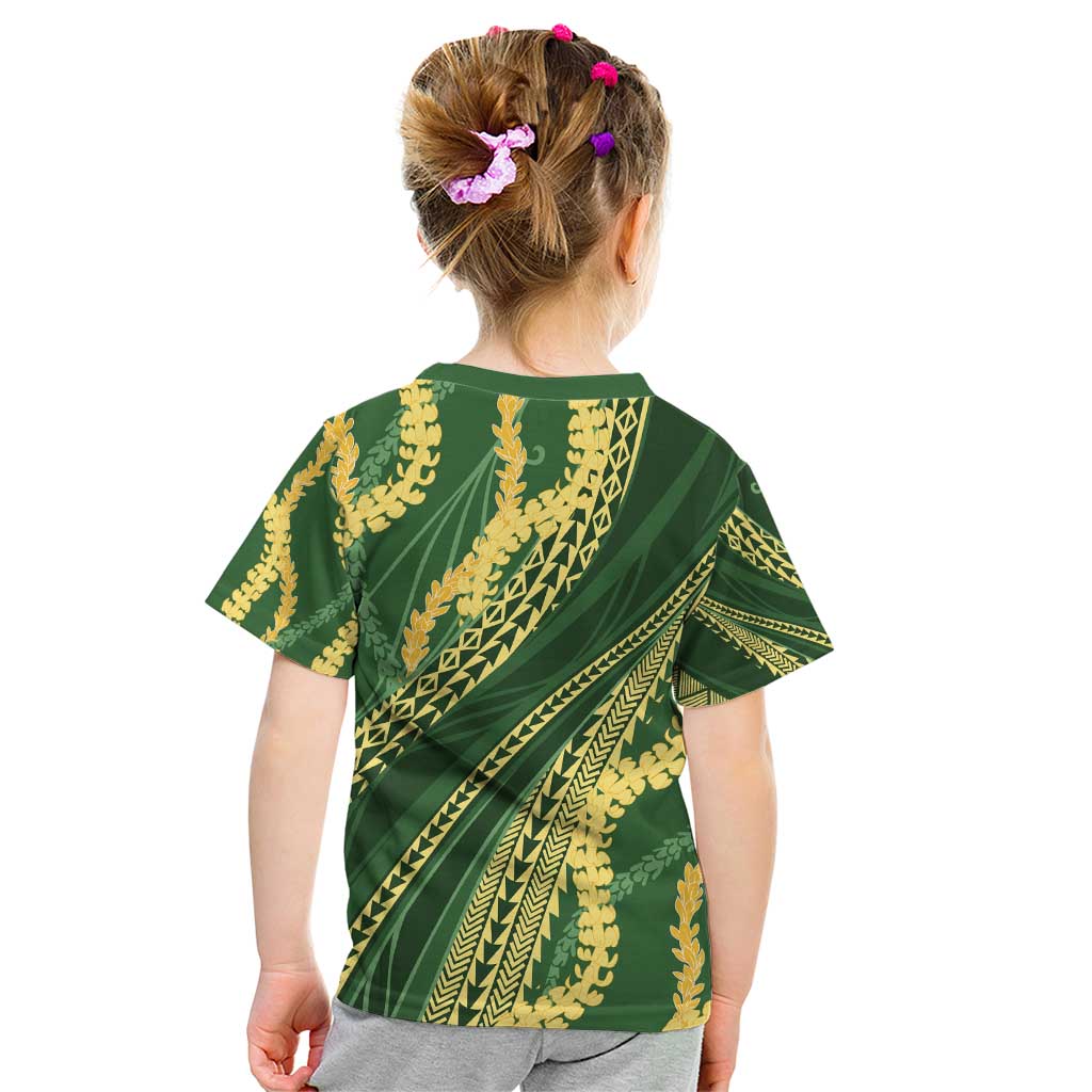 Polynesian Puakeniken Pikake Twisted Lei Kid T Shirt Emerald - Polynesian Pride