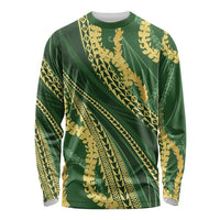 Polynesian Puakeniken Pikake Twisted Lei Long Sleeve Shirt Emerald - Polynesian Pride