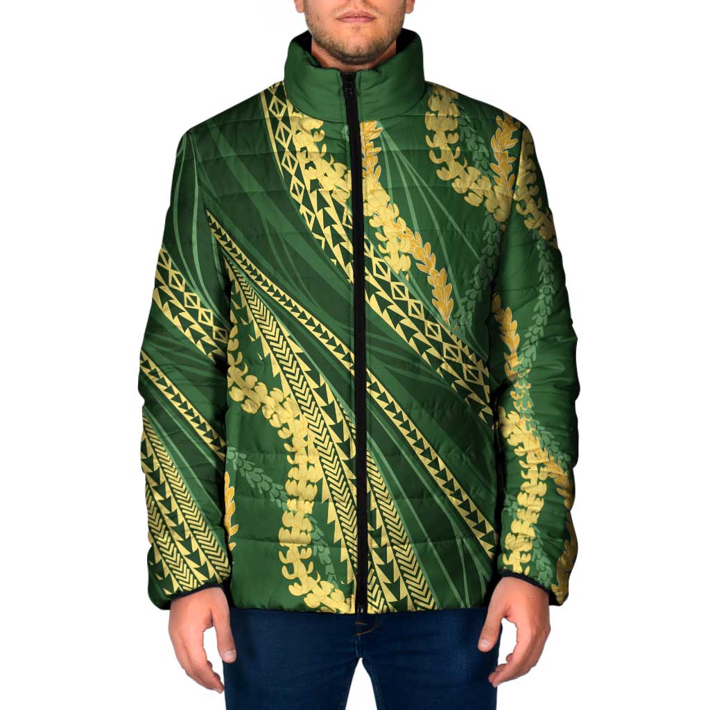 Polynesian Puakeniken Pikake Twisted Lei Padded Jacket Emerald - Polynesian Pride