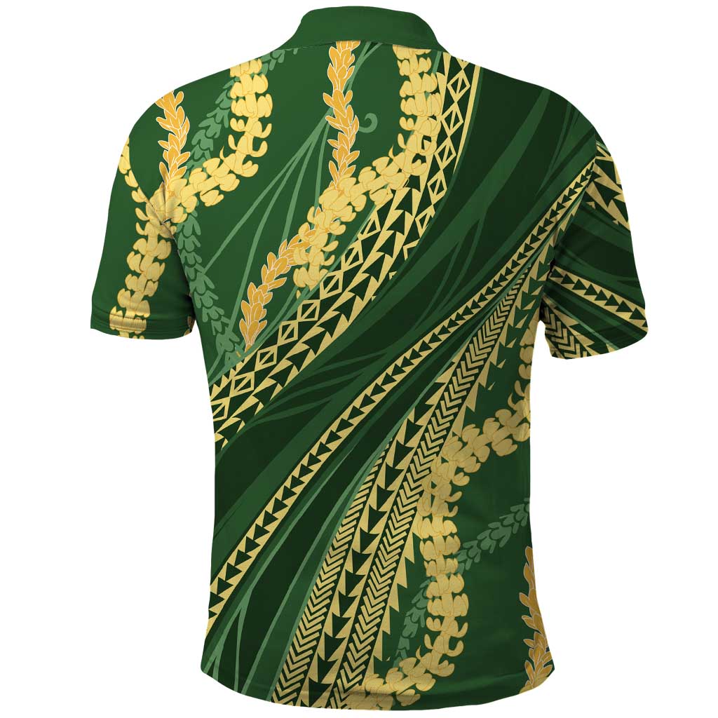 Polynesian Puakeniken Pikake Twisted Lei Polo Shirt Emerald - Polynesian Pride