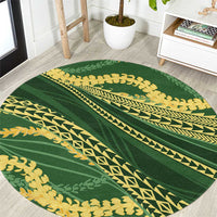 Polynesian Puakeniken Pikake Twisted Lei Round Carpet Emerald - Polynesian Pride