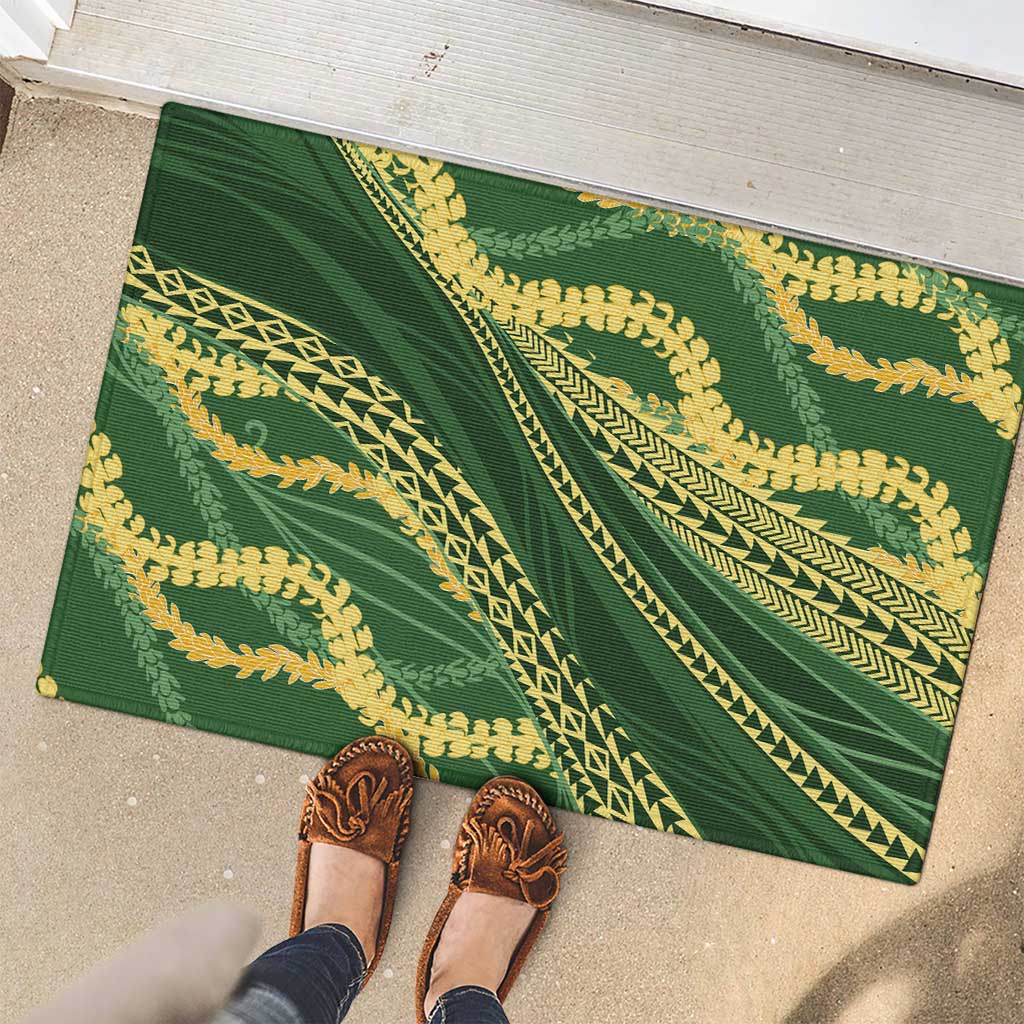 Polynesian Puakeniken Pikake Twisted Lei Rubber Doormat Emerald - Polynesian Pride