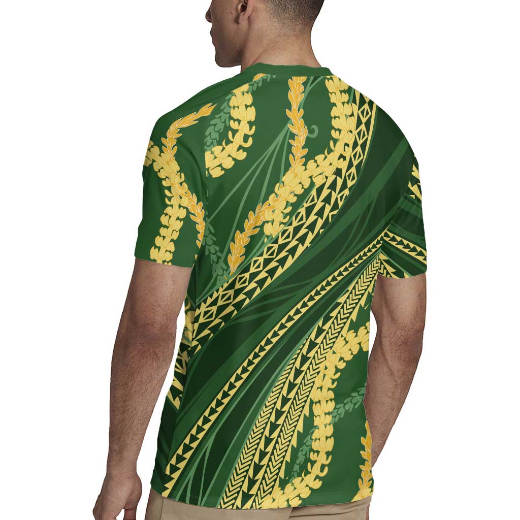 Polynesian Puakeniken Pikake Twisted Lei Rugby Jersey Emerald - Polynesian Pride