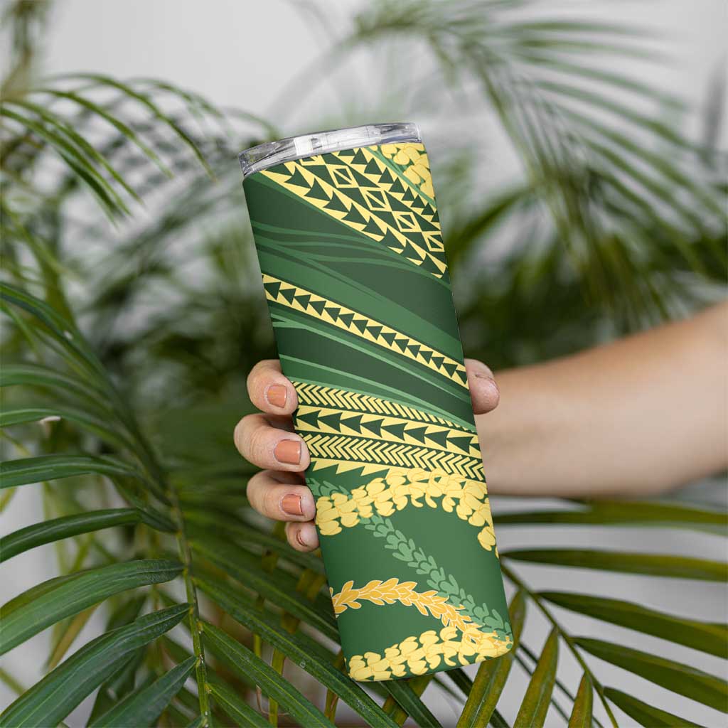 Polynesian Puakeniken Pikake Twisted Lei Skinny Tumbler Emerald - Polynesian Pride