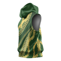 Polynesian Puakeniken Pikake Twisted Lei Sleeveless Hoodie Emerald - Polynesian Pride