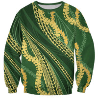 Polynesian Puakeniken Pikake Twisted Lei Sweatshirt Emerald - Polynesian Pride