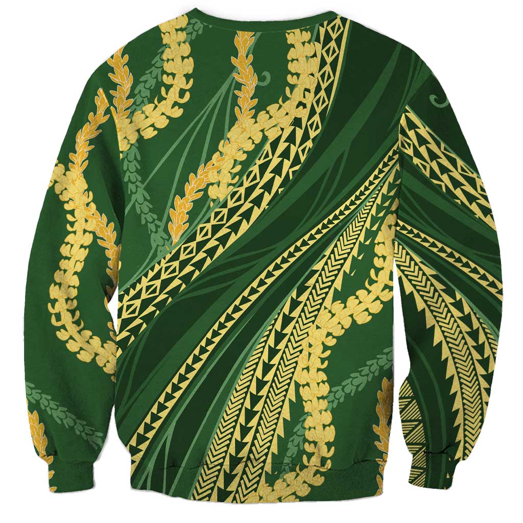 Polynesian Puakeniken Pikake Twisted Lei Sweatshirt Emerald - Polynesian Pride