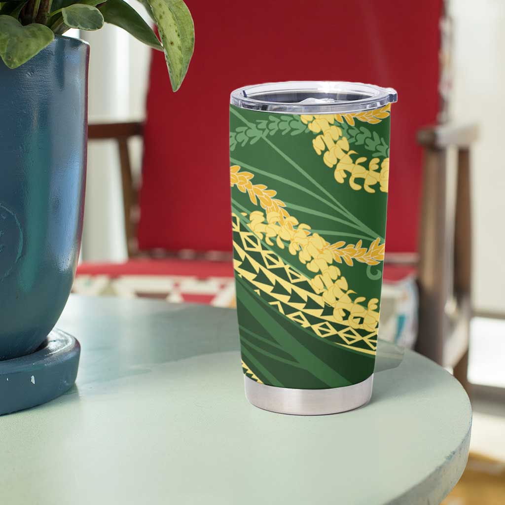 Polynesian Puakeniken Pikake Twisted Lei Tumbler Cup Emerald - Polynesian Pride