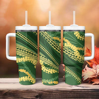 Polynesian Puakeniken Pikake Twisted Lei Tumbler With Handle Emerald - Polynesian Pride