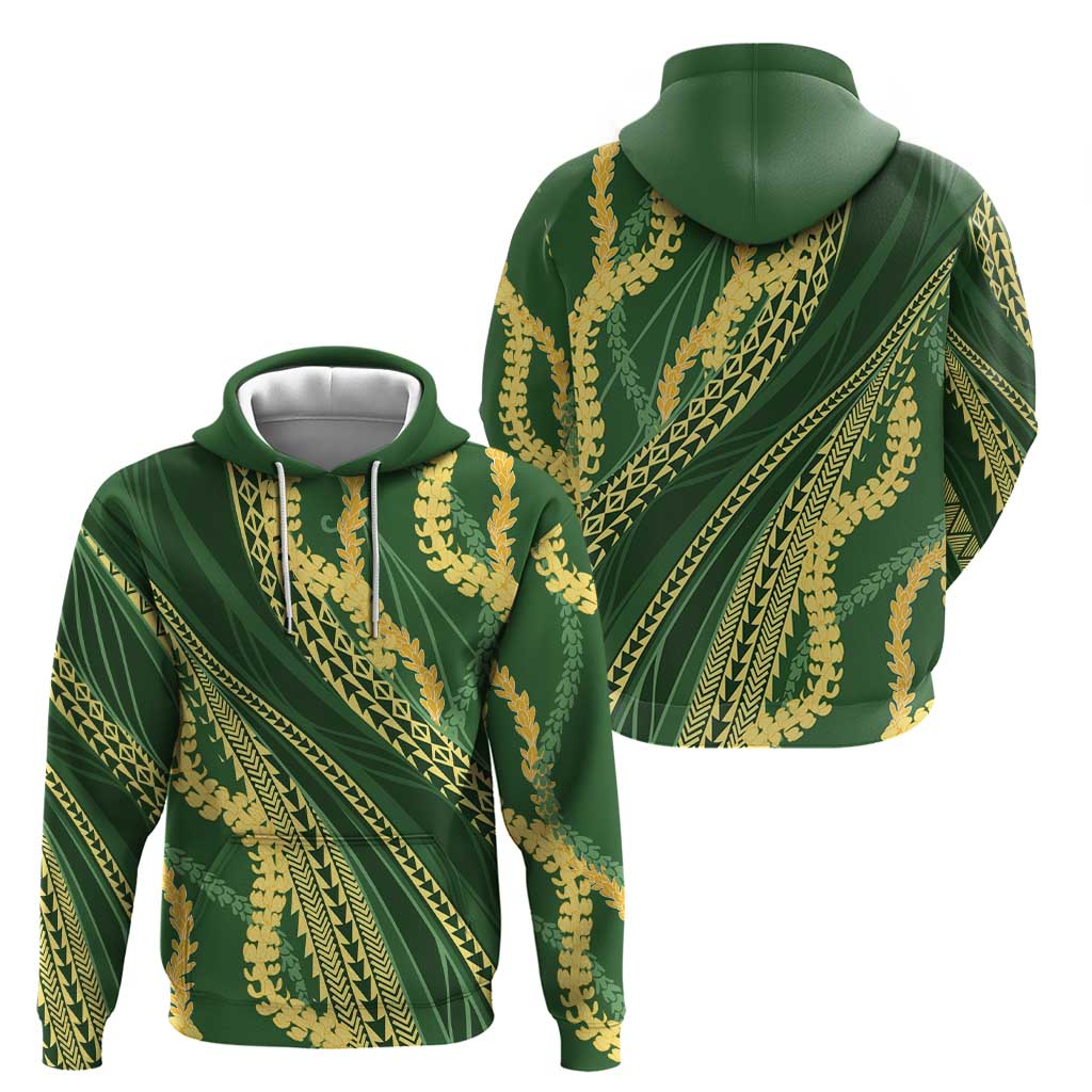 Polynesian Puakeniken Pikake Twisted Lei Zip Hoodie Emerald - Polynesian Pride