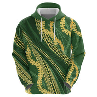 Polynesian Puakeniken Pikake Twisted Lei Zip Hoodie Emerald - Polynesian Pride