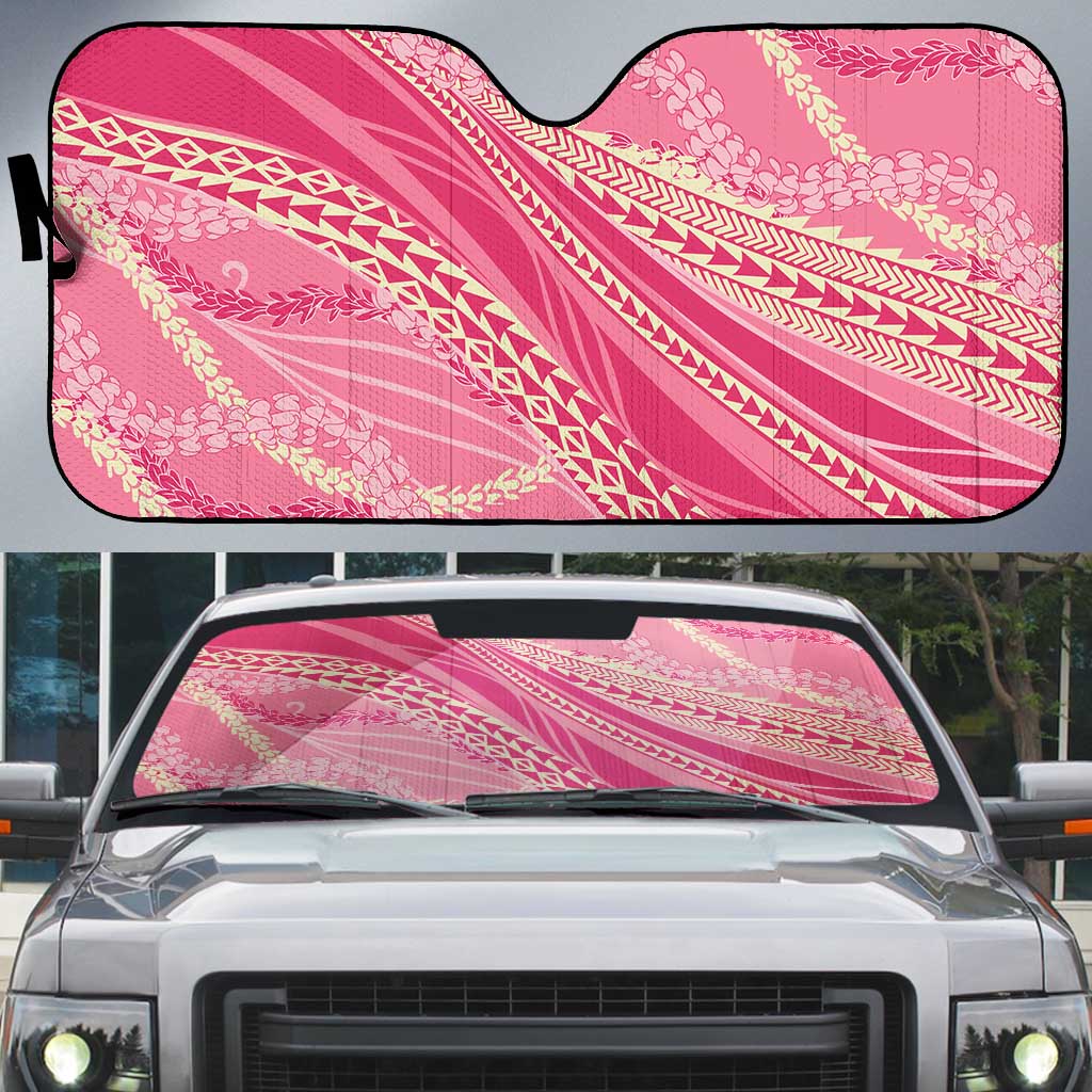 Polynesian Puakeniken Pikake Twisted Lei Auto Sun Shade Rose Pink - Polynesian Pride