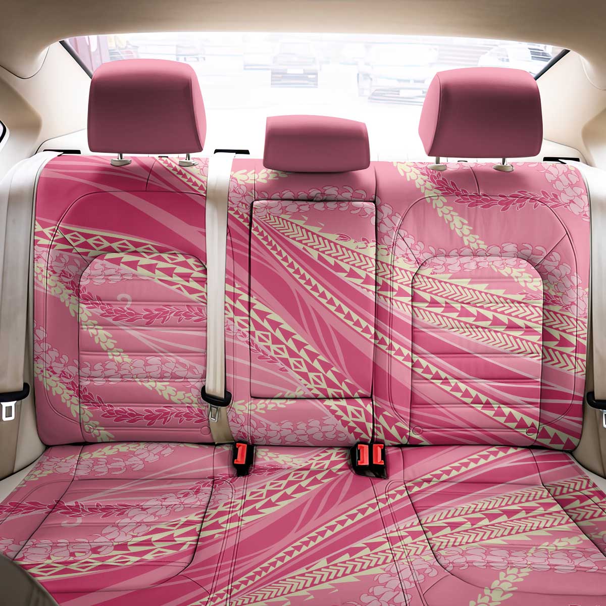 Polynesian Puakeniken Pikake Twisted Lei Back Car Seat Cover Rose Pink - Polynesian Pride