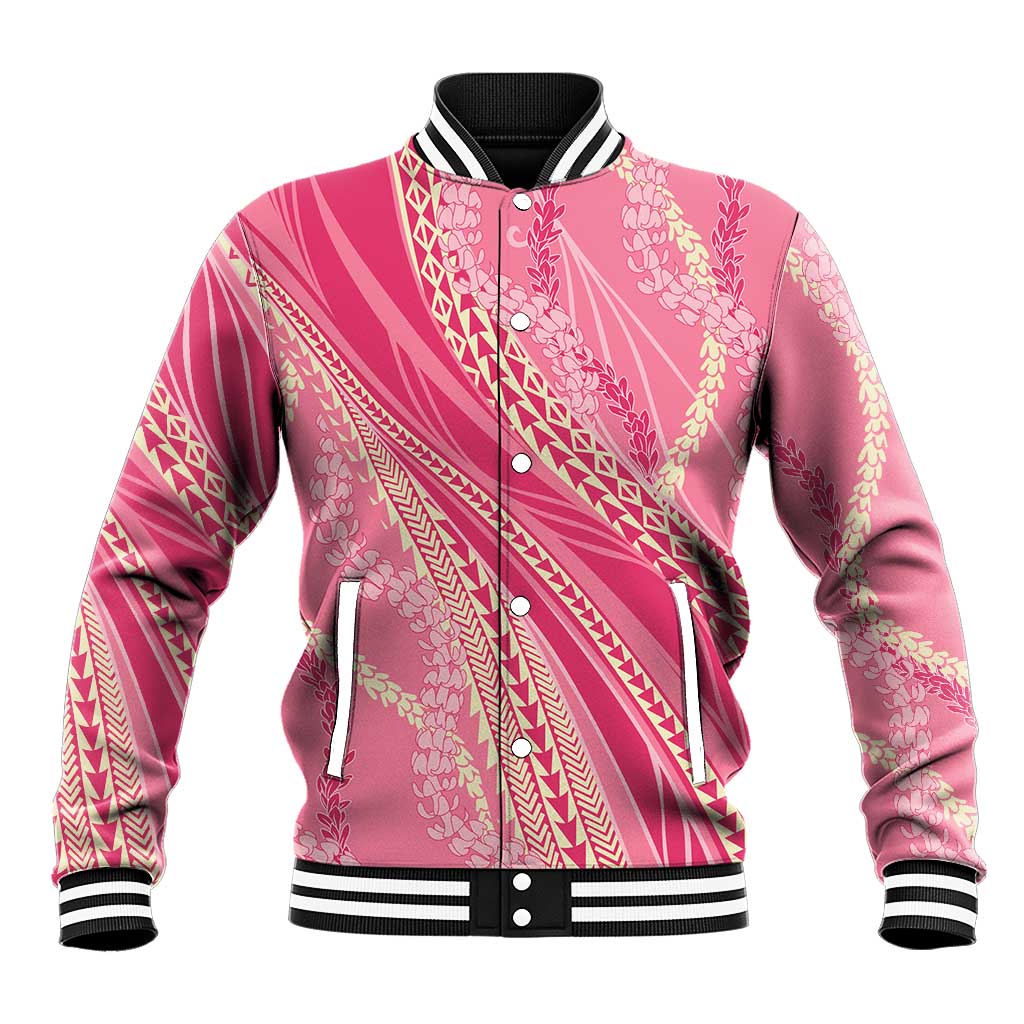 Polynesian Puakeniken Pikake Twisted Lei Baseball Jacket Rose Pink - Polynesian Pride