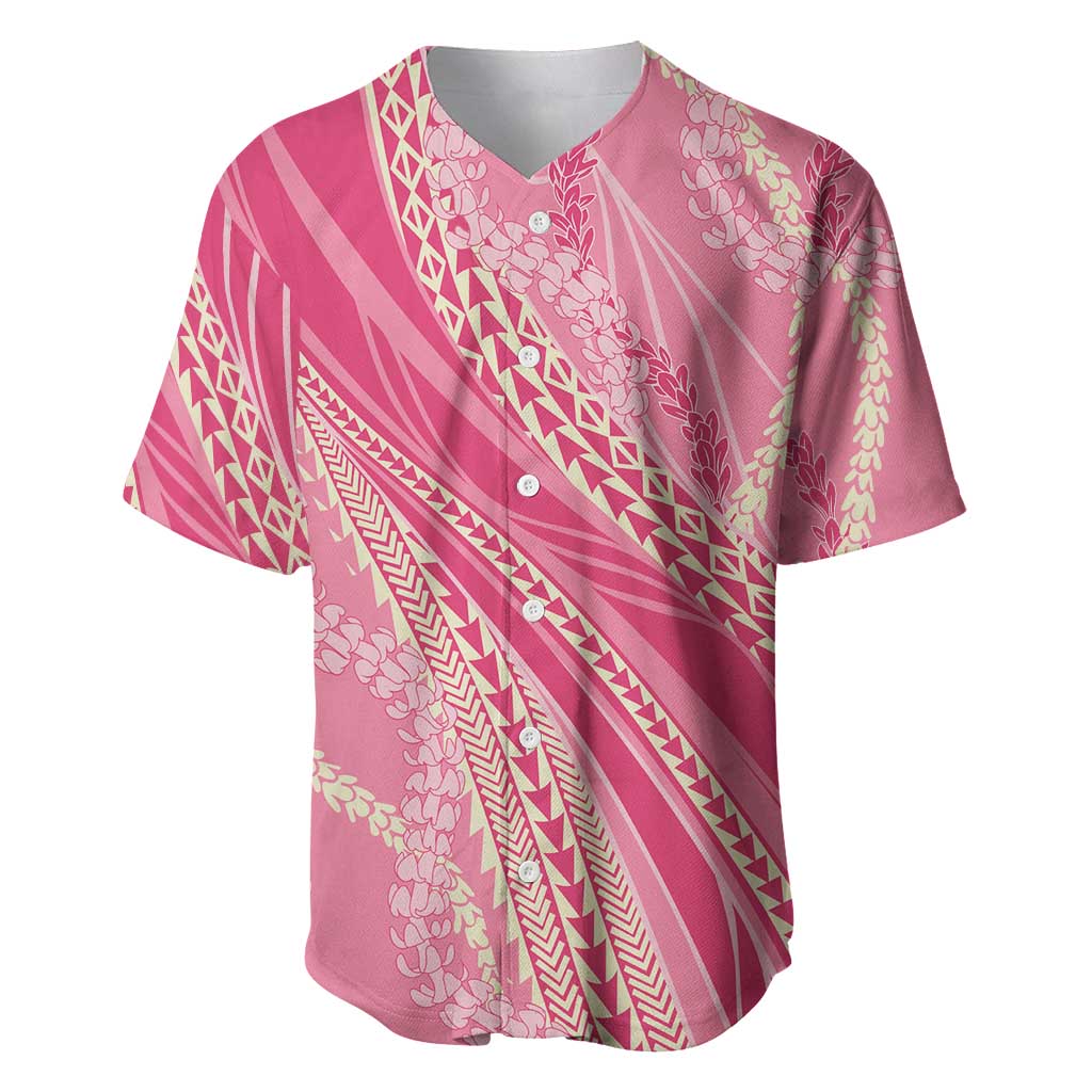 Polynesian Puakeniken Pikake Twisted Lei Baseball Jersey Rose Pink - Polynesian Pride