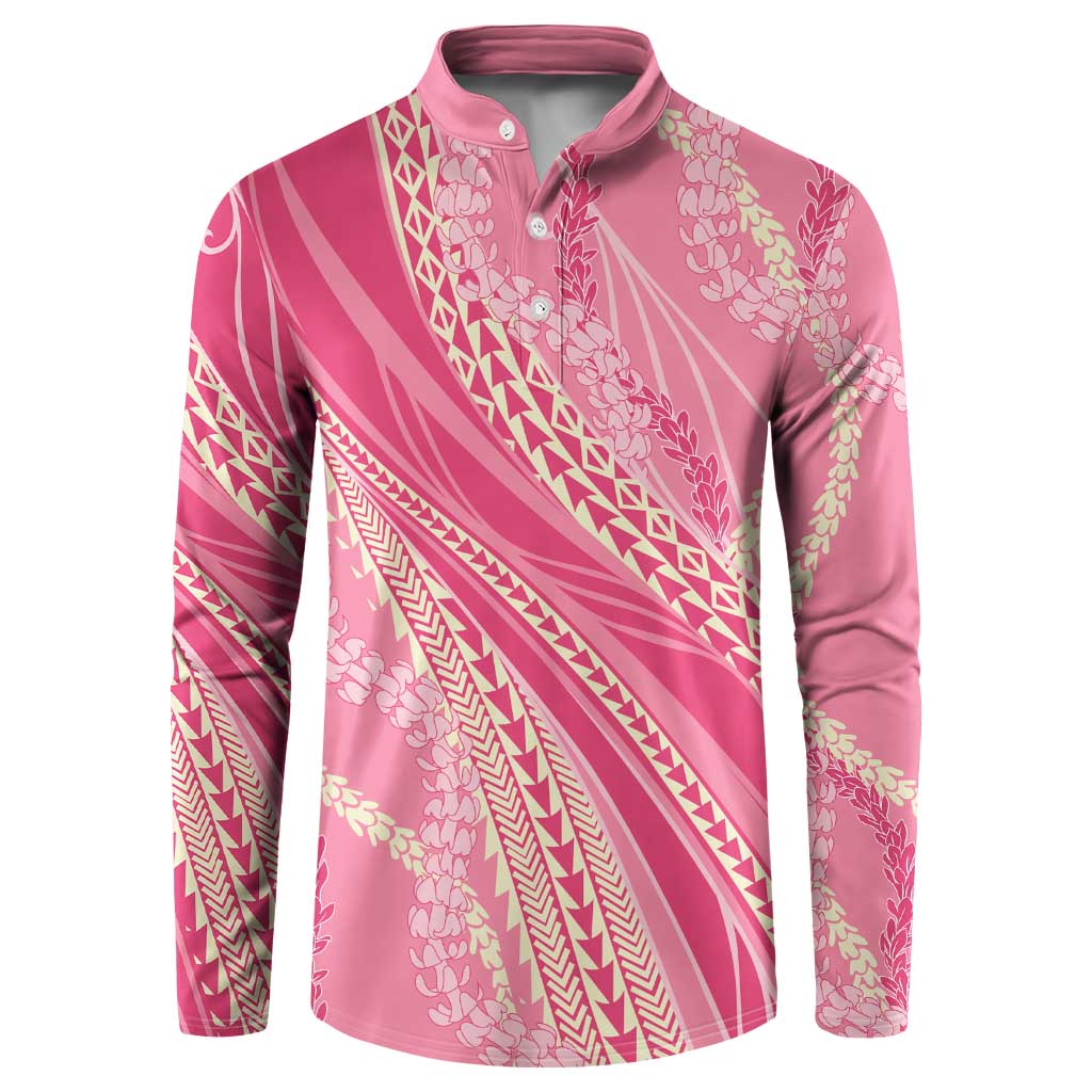 Polynesian Puakeniken Pikake Twisted Lei Button Sweatshirt Rose Pink - Polynesian Pride
