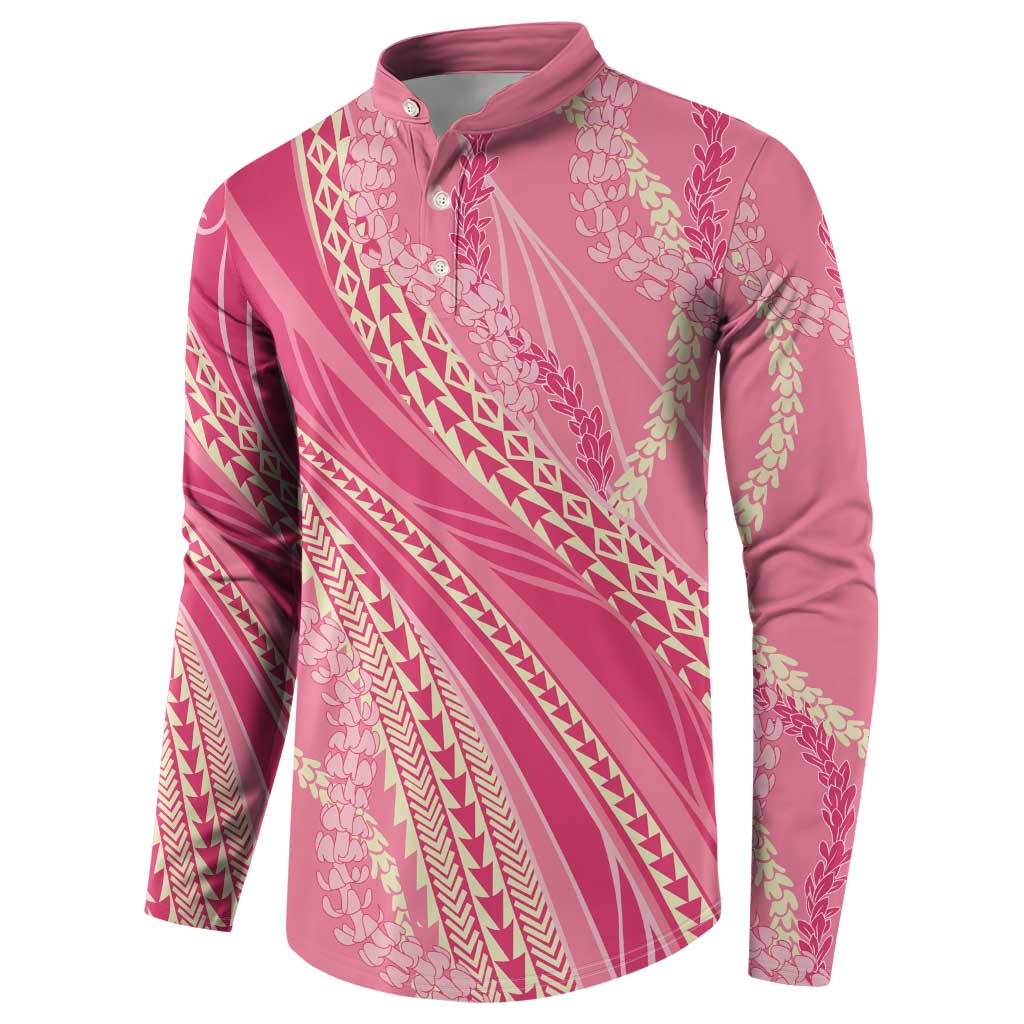Polynesian Puakeniken Pikake Twisted Lei Button Sweatshirt Rose Pink - Polynesian Pride