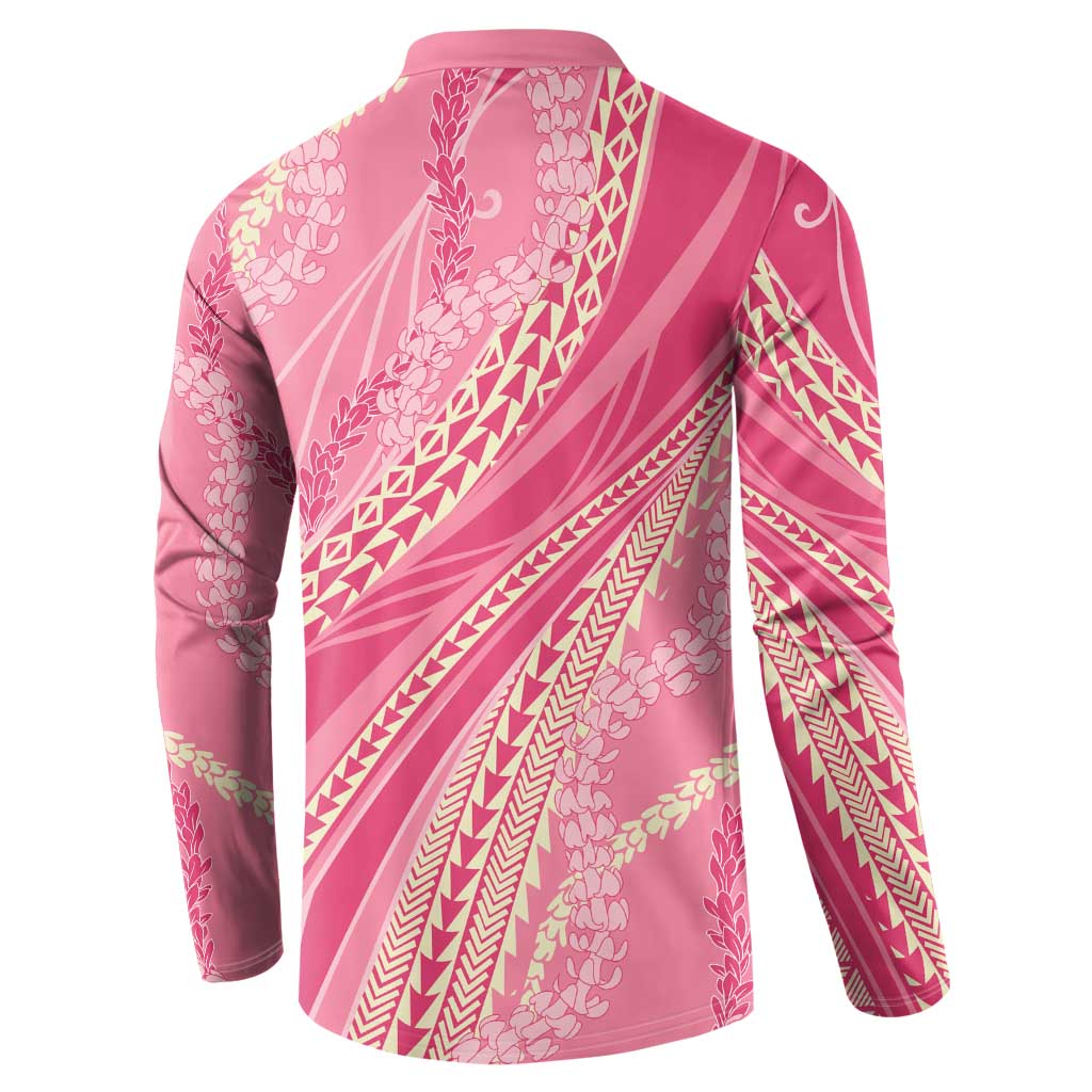 Polynesian Puakeniken Pikake Twisted Lei Button Sweatshirt Rose Pink - Polynesian Pride