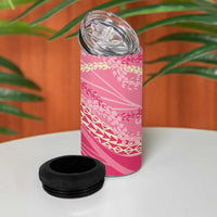 Polynesian Puakeniken Pikake Twisted Lei 4 in 1 Can Cooler Tumbler Rose Pink - Polynesian Pride