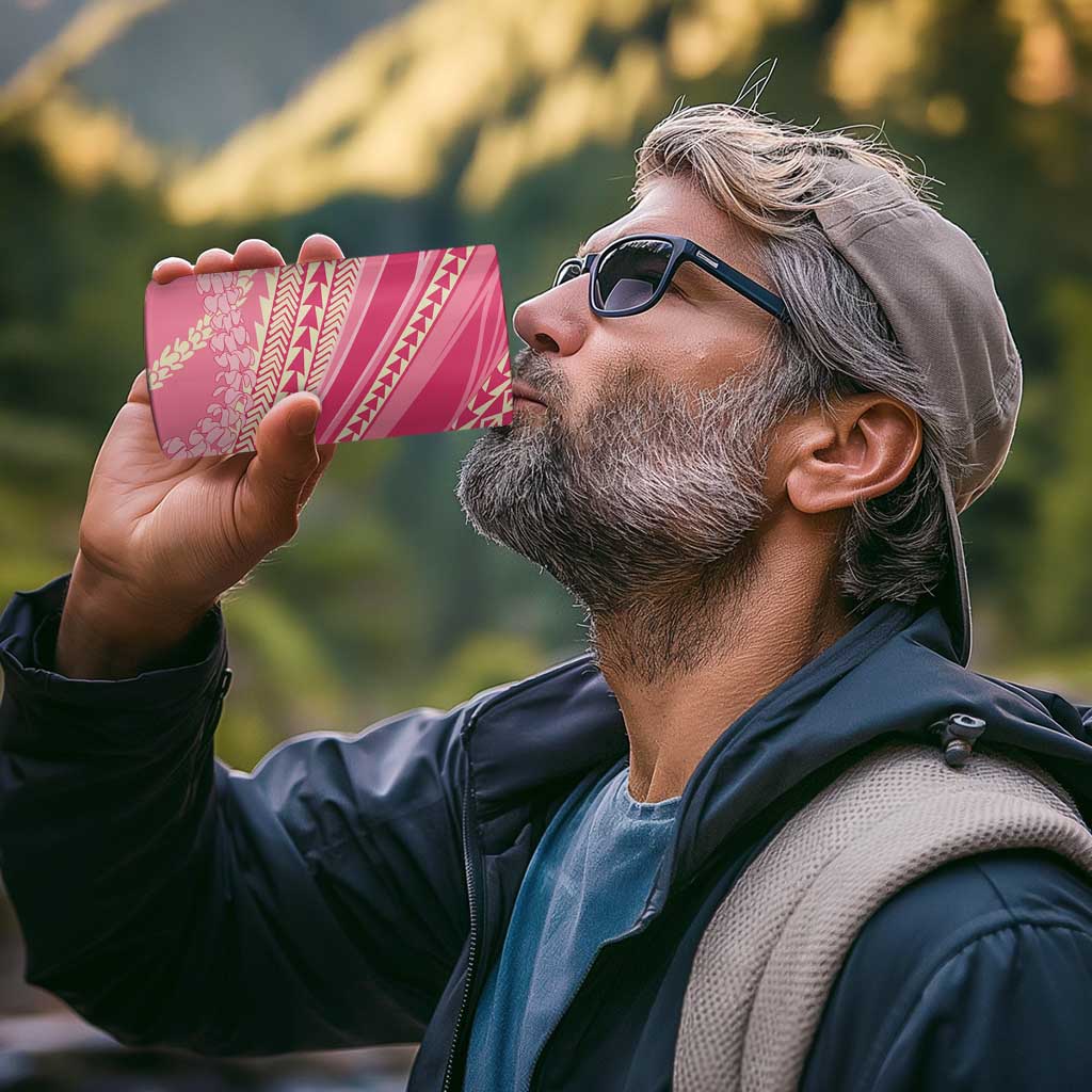 Polynesian Puakeniken Pikake Twisted Lei 4 in 1 Can Cooler Tumbler Rose Pink - Polynesian Pride
