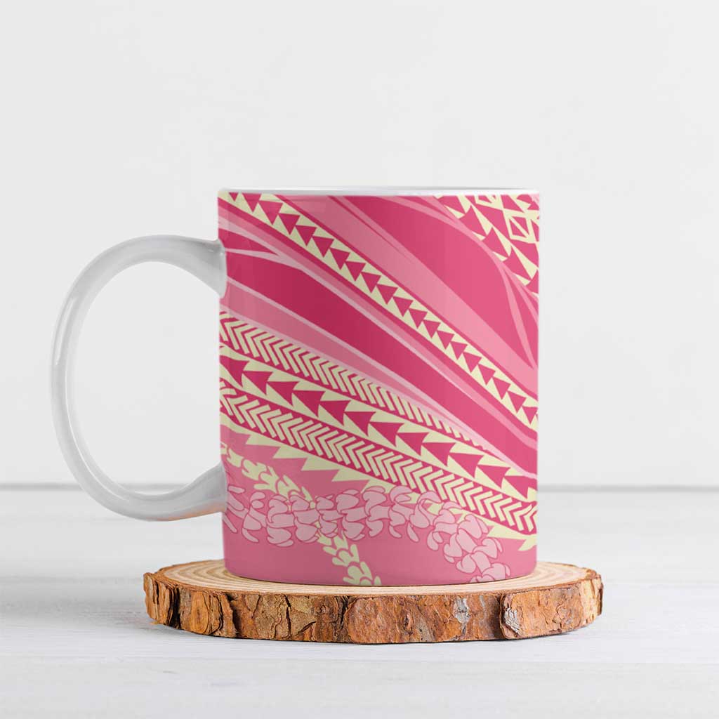 Polynesian Puakeniken Pikake Twisted Lei Ceramic Mug Rose Pink - Polynesian Pride