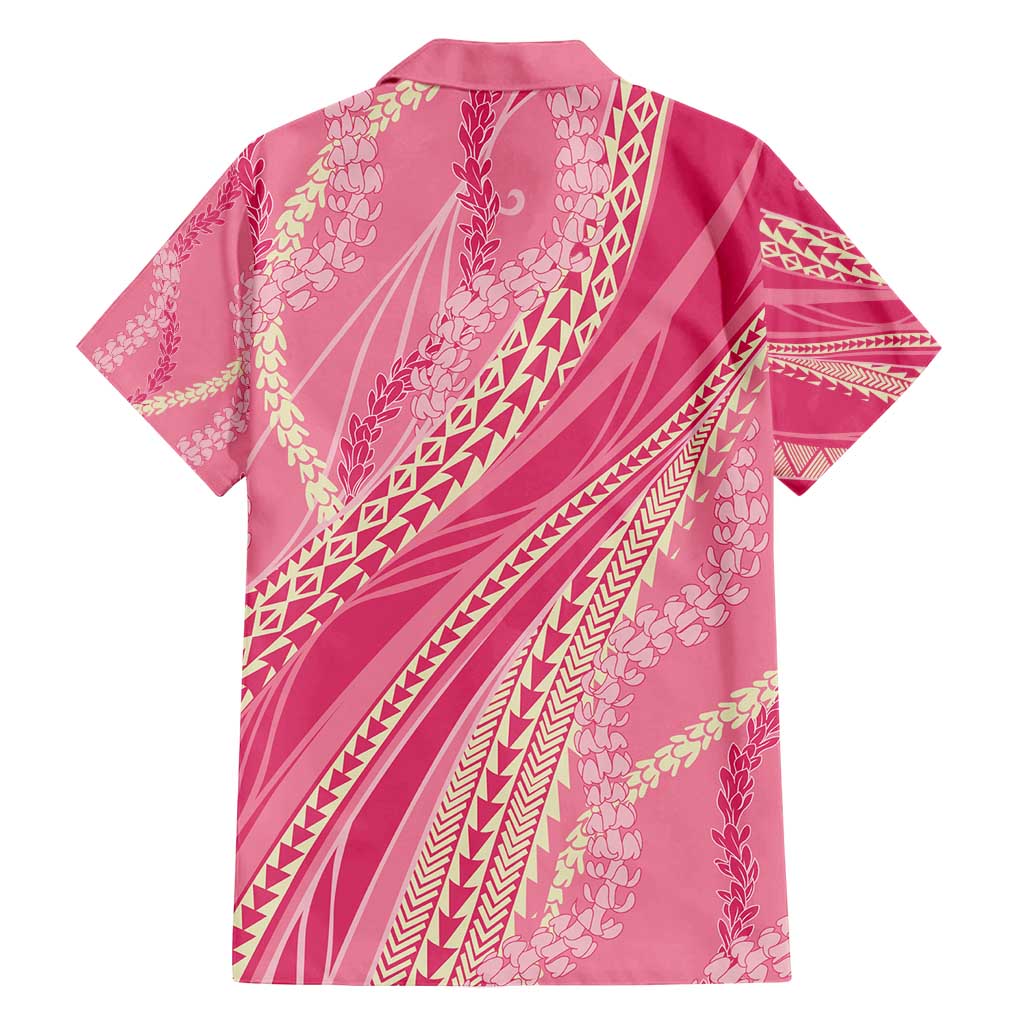 Polynesian Puakeniken Pikake Twisted Lei Family Matching Long Sleeve Bodycon Dress and Hawaiian Shirt Rose Pink - Polynesian Pride