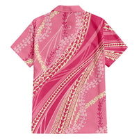 Polynesian Puakeniken Pikake Twisted Lei Family Matching Off Shoulder Maxi Dress and Hawaiian Shirt Rose Pink - Polynesian Pride