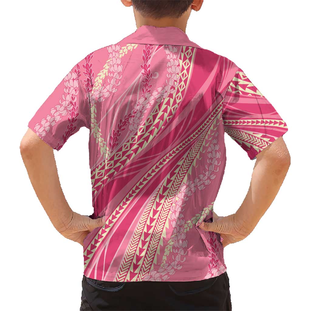 Polynesian Puakeniken Pikake Twisted Lei Family Matching Puletasi and Hawaiian Shirt Rose Pink - Polynesian Pride