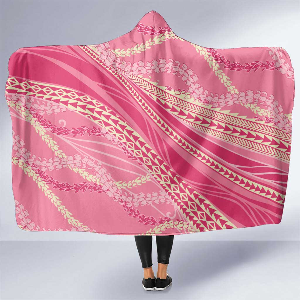 Polynesian Puakeniken Pikake Twisted Lei Hooded Blanket Rose Pink - Polynesian Pride
