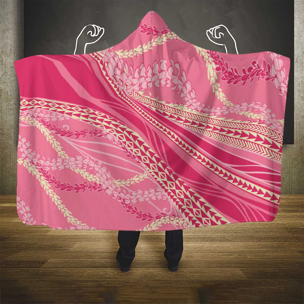 Polynesian Puakeniken Pikake Twisted Lei Hooded Blanket Rose Pink - Polynesian Pride