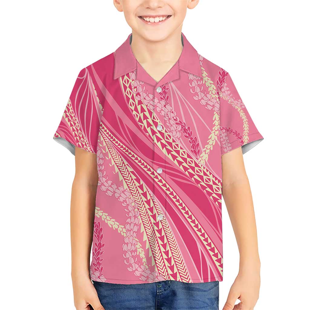 Polynesian Puakeniken Pikake Twisted Lei Kid Hawaiian Shirt Rose Pink - Polynesian Pride