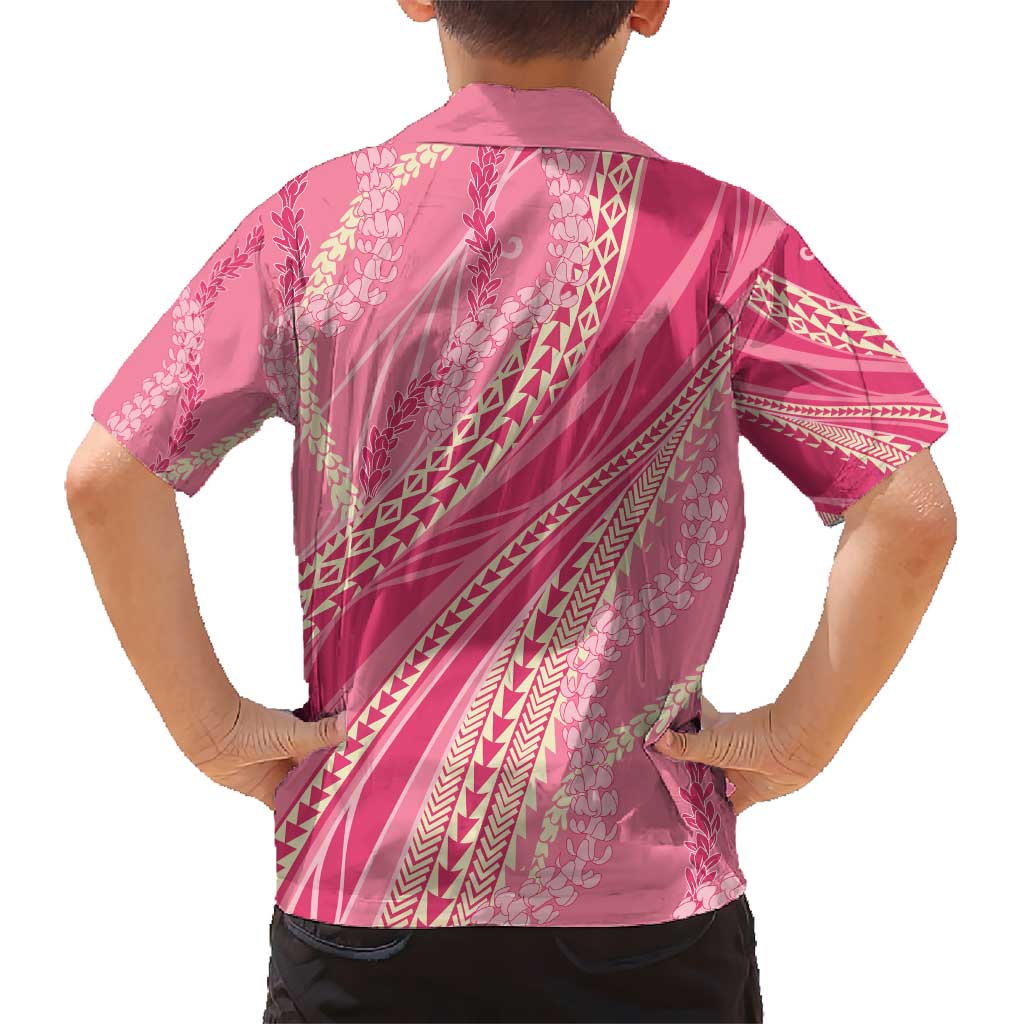 Polynesian Puakeniken Pikake Twisted Lei Kid Hawaiian Shirt Rose Pink - Polynesian Pride