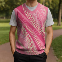 Polynesian Puakeniken Pikake Twisted Lei Christmas Knitted V-Neck Vest Rose Pink - Polynesian Pride
