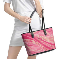 Polynesian Puakeniken Pikake Twisted Lei Leather Tote Bag Rose Pink - Polynesian Pride