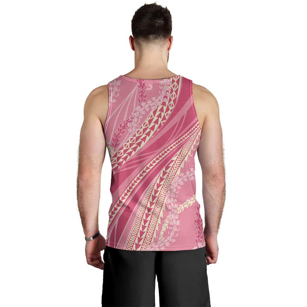 Polynesian Puakeniken Pikake Twisted Lei Men Tank Top Rose Pink - Polynesian Pride