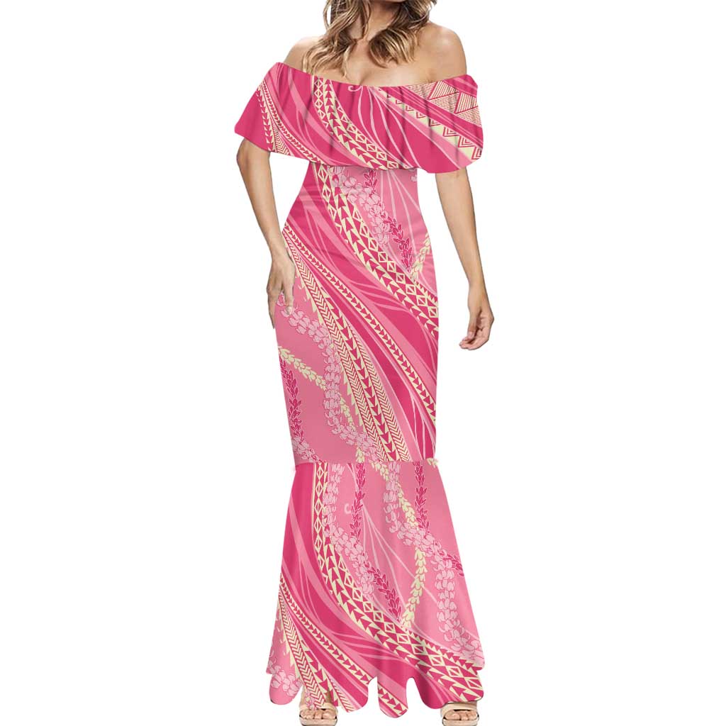 Polynesian Puakeniken Pikake Twisted Lei Mermaid Dress Rose Pink - Polynesian Pride