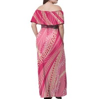 Polynesian Puakeniken Pikake Twisted Lei Off Shoulder Maxi Dress Rose Pink LT7 - Polynesian Pride