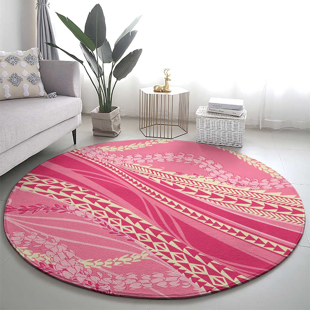 Polynesian Puakeniken Pikake Twisted Lei Round Carpet Rose Pink - Polynesian Pride