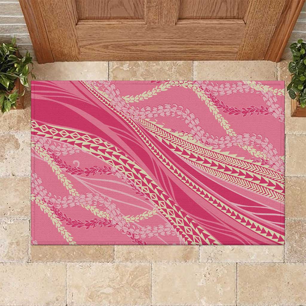 Polynesian Puakeniken Pikake Twisted Lei Rubber Doormat Rose Pink - Polynesian Pride