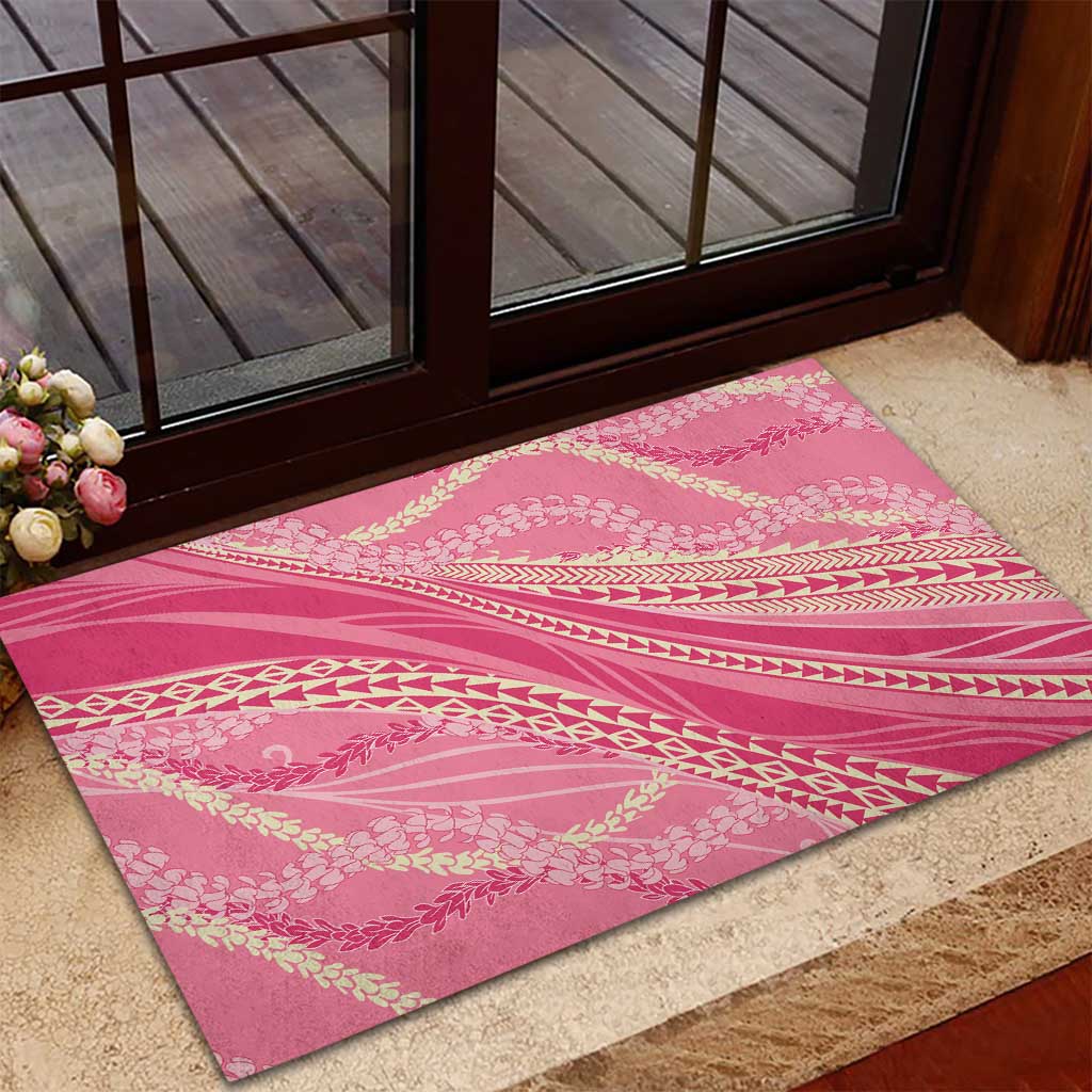 Polynesian Puakeniken Pikake Twisted Lei Rubber Doormat Rose Pink - Polynesian Pride