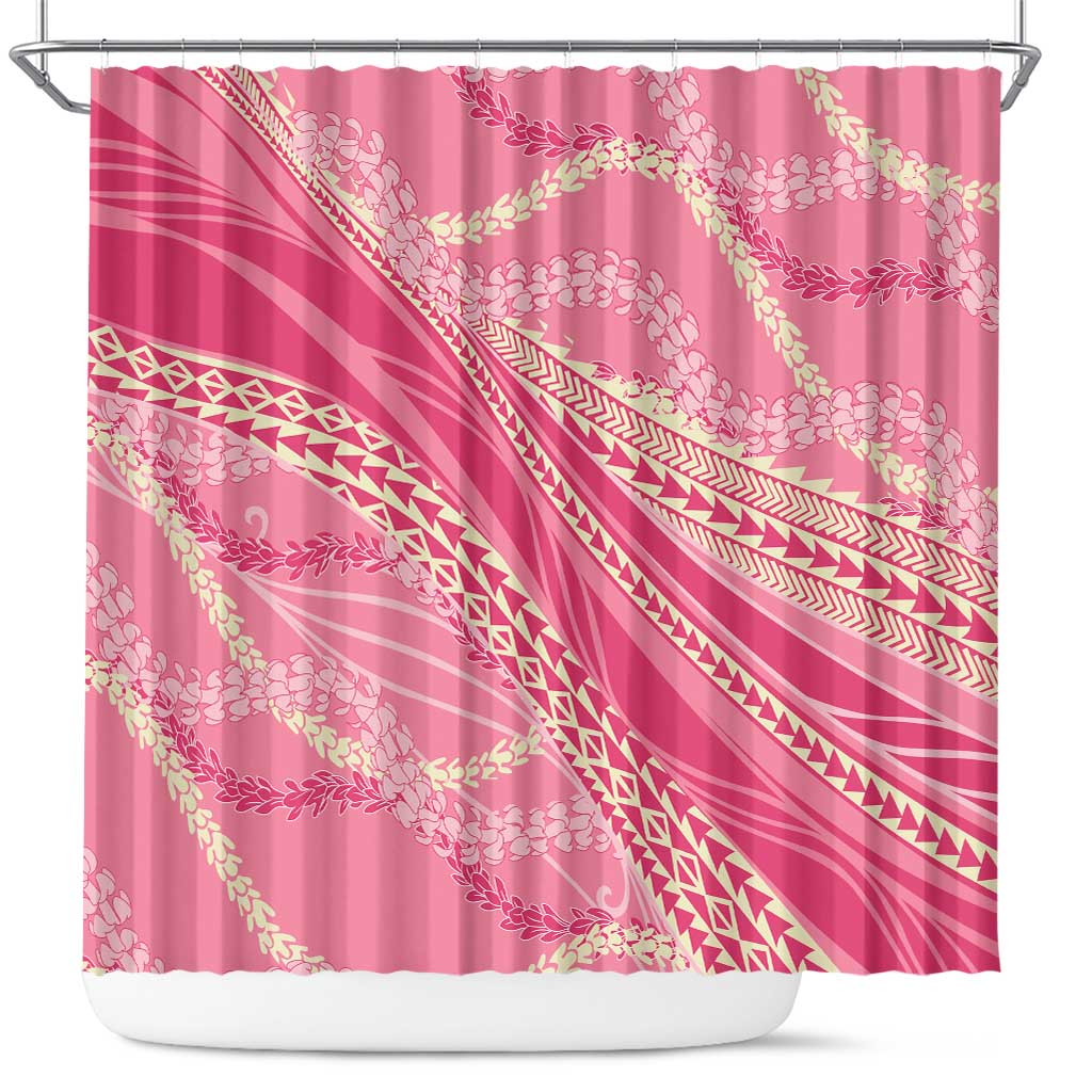 Polynesian Puakeniken Pikake Twisted Lei Shower Curtain Rose Pink - Polynesian Pride