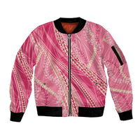 Polynesian Puakeniken Pikake Twisted Lei Sleeve Zip Bomber Jacket Rose Pink - Polynesian Pride