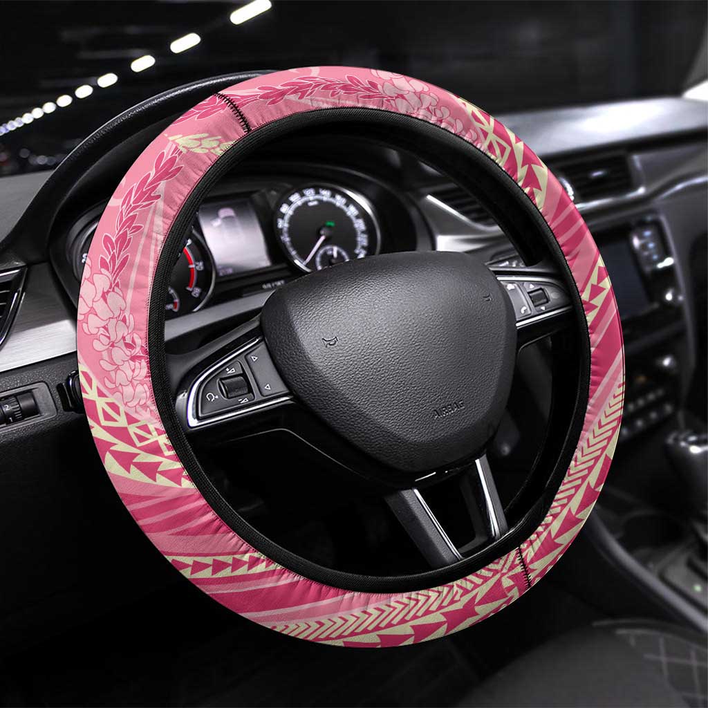 Polynesian Puakeniken Pikake Twisted Lei Steering Wheel Cover Rose Pink - Polynesian Pride