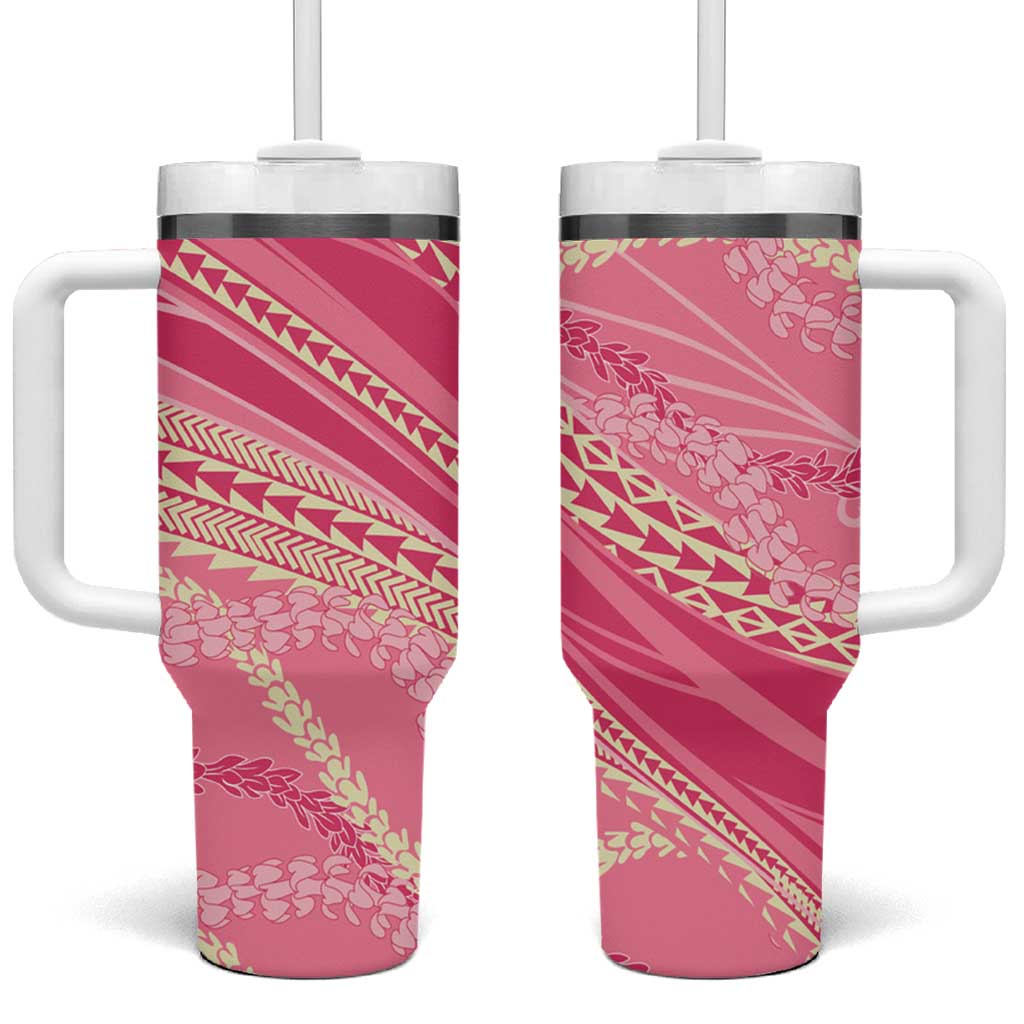 Polynesian Puakeniken Pikake Twisted Lei Tumbler With Handle Rose Pink - Polynesian Pride